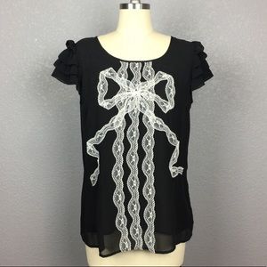 Romeo & Juliet Couture Black Bow Top